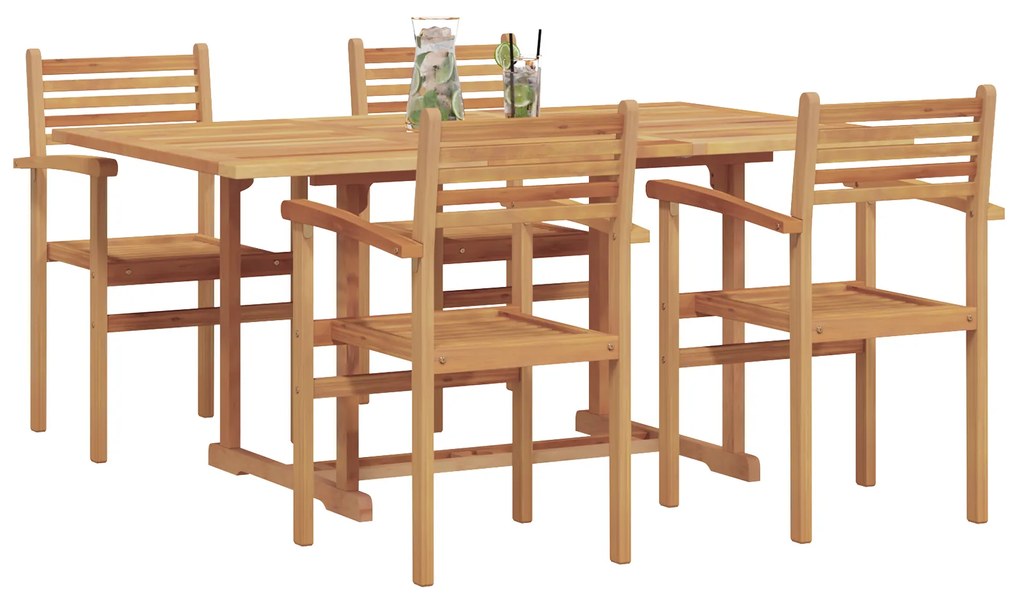 vidaXL Σέτ φαγητού για κήπο 5 pcs Καστανό Μασίφ ξύλο teak