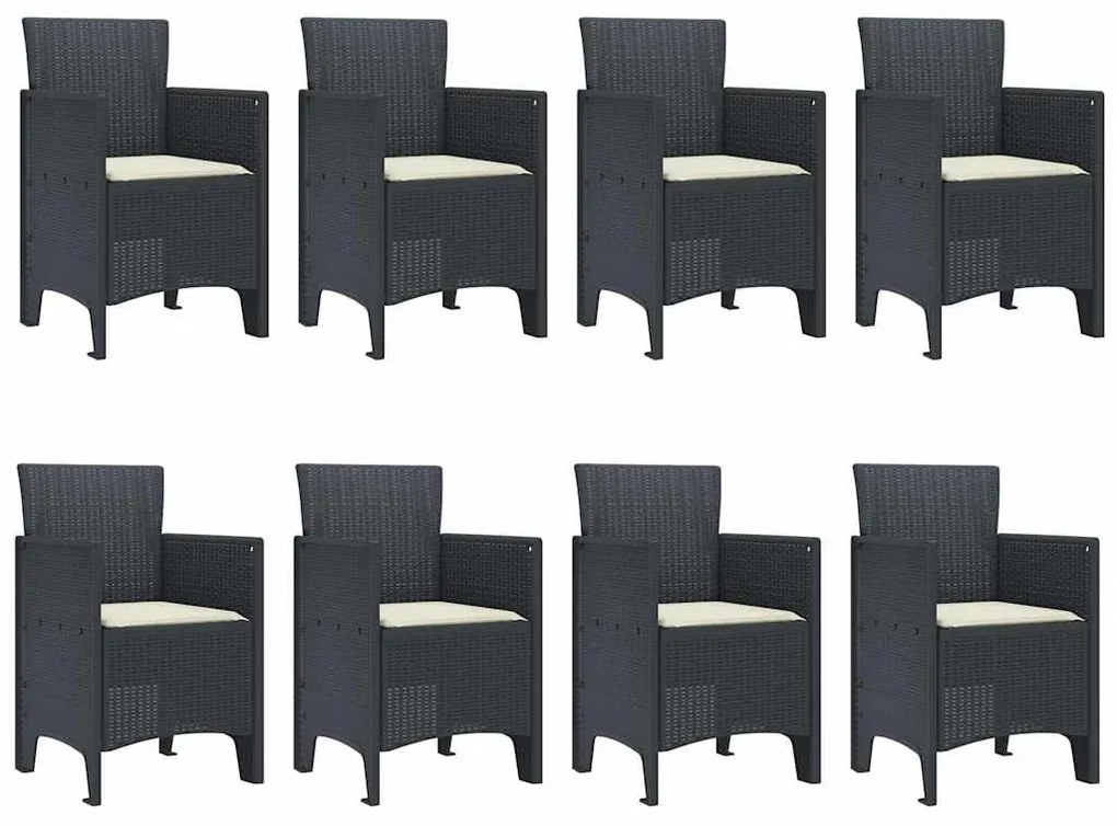 vidaXL Σέτ φαγητού για κήπο 9 pcs Ανθρακί Rattan Polt