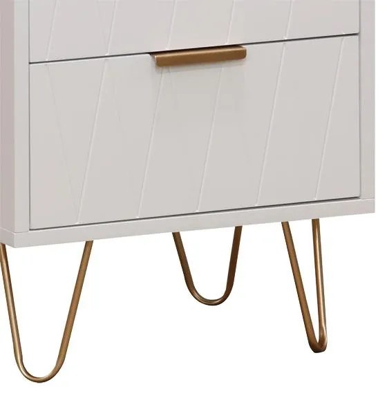 Κομοδίνο Culture με 2 συρτάρια λευκό-χρυσό 40x35x52εκ 40x35x52 εκ.
