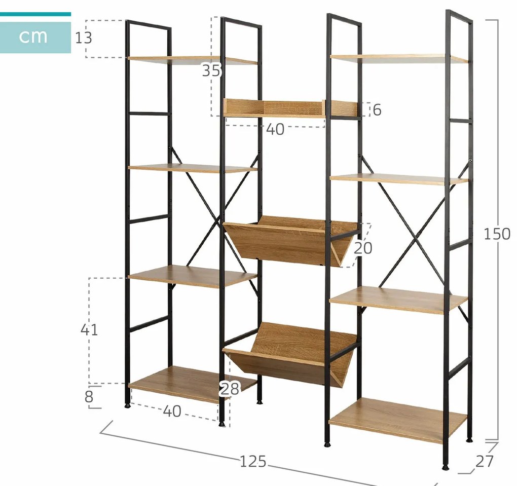 Ράφια Max Home Χάλυβας μελαμίνη τσιπ - ματ 125 x 150 x 27 cm