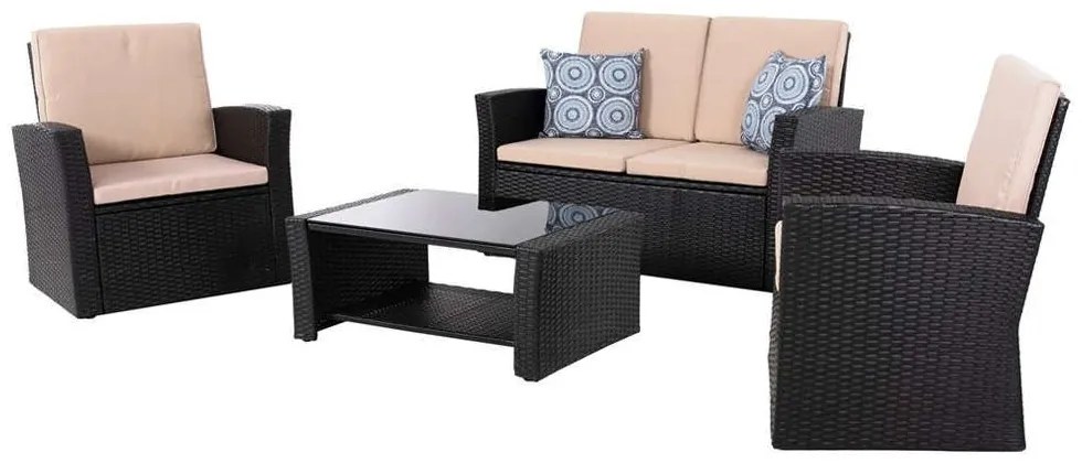 Σαλόνι Κήπου (Σετ 4Τμχ) Thore HM5978 Με Μαξιλάρια Anthracite-Beige Four Seater