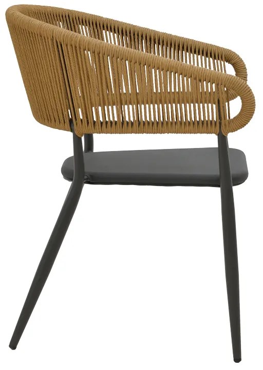 Πολυθρόνα Raven pakoworld στοιβαζόμενη rattan μπεζ-ανθρακί 57x62x78εκ