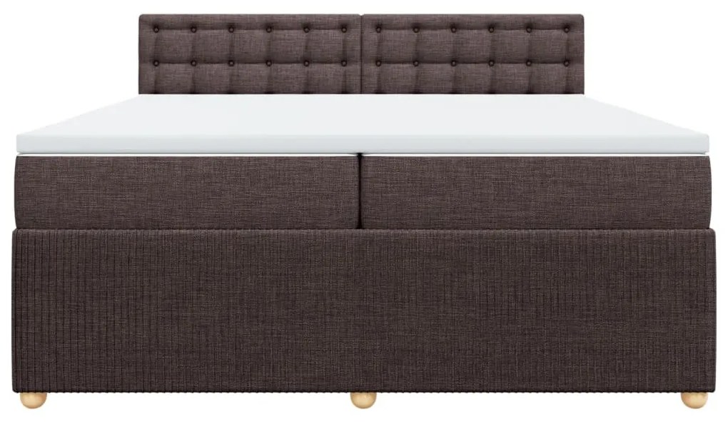 vidaXL Κρεβάτι Boxspring με Στρώμα Σκούρο Καφέ 200x200 εκ. Υφασμάτινο