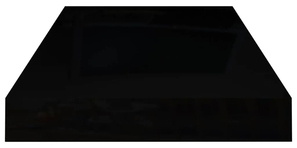 Ράφια Τοίχου Γυαλιστερά Μαύρα 2 Τεμάχια 50x23x3,8 εκ. MDF 323767