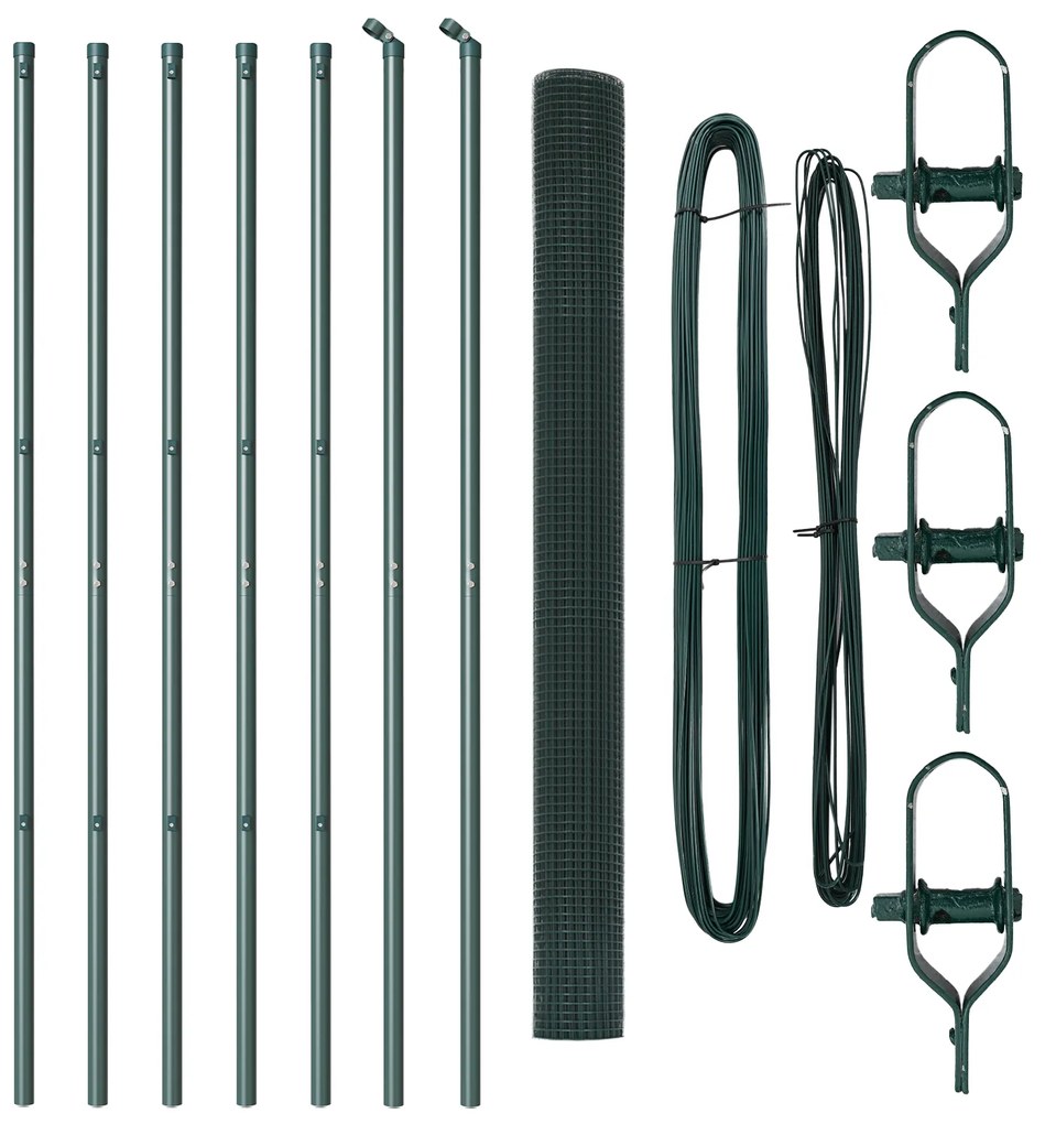vidaXL Welded Wire Fence με 7 Πάσσαλους Πράσινο 1.5x10 μ Χάλυβα