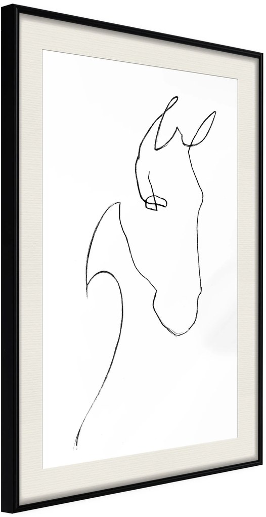 Αφίσα - Sketch of a Horse's Head - 20x30 - Μαύρο - Με πασπαρτού