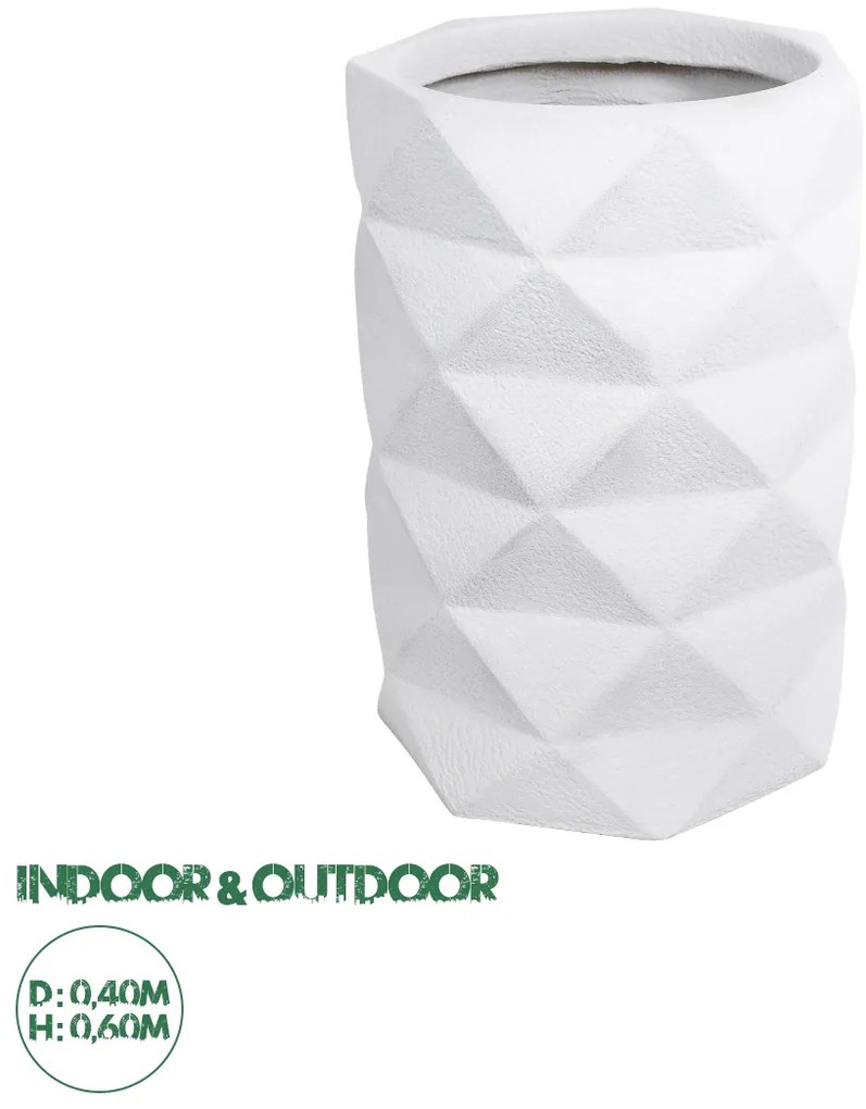 20743 GloboStar® Artificial Garden VARENNA 20743 Επιδαπέδιο Πολυεστερικό Τσιμεντένιο Κασπώ Γλάστρα - Flower Pot Λευκό Φ40 x Υ60cm