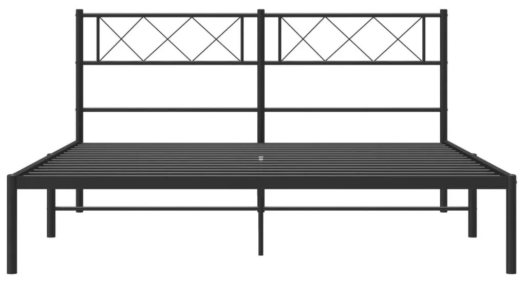 vidaXL Πλαίσιο Κρεβατιού με Κεφαλάρι Μαύρο 140 x 200 εκ. Μεταλλικό