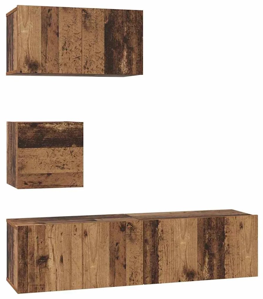 vidaXL Σετ επίπλου τηλεόρασης 4 pcs Παλαιό ξύλο 60 x 30 x 30 cm