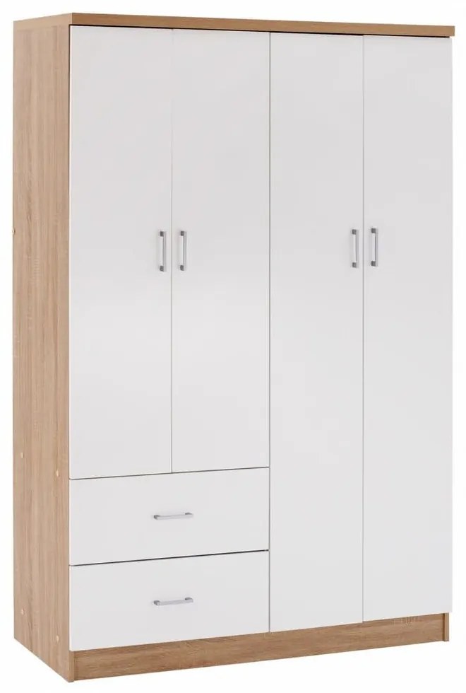 Ντουλάπα Blakely HM339.06 Τετράφυλλη Με 2 Συρτάρια 120Χ42,5Χ180,5cm Sonama - White Four Door