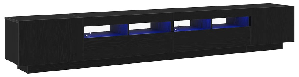 vidaXL Ντουλάπι TV με LED Φώτα Μαύρη Δρυς 260x35x40 εκ Επεξεργασμένο Ξύλο