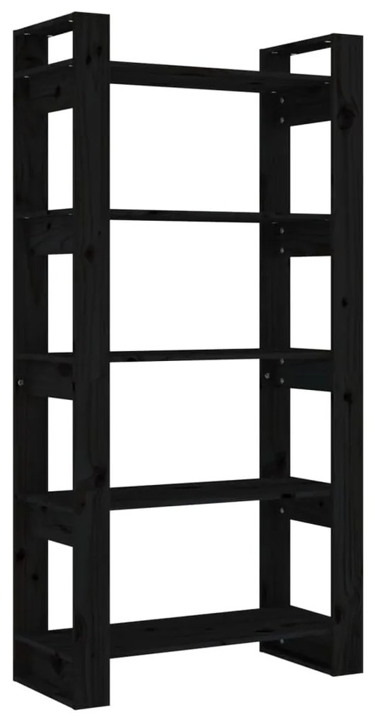 vidaXL Βιβλιοθήκη/Διαχωριστικό Χώρου Μαύρο 80x35x160 εκ. Μασίφ Ξύλο