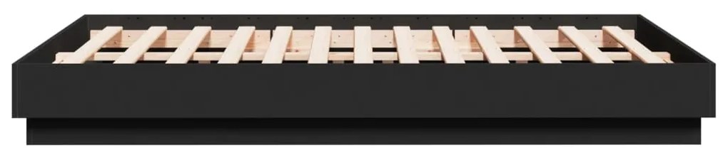 vidaXL Πλαίσιο Κρεβατιού Μαύρο 135x190 εκ. Επεξεργ. Ξύλο