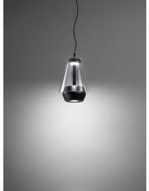 Κρεμαστό Φωτιστικό Οροφής LED 6,3W 1xGU10 Γυαλί Μέταλλο Μαύρο Shuttle S3 Prandina-1D06200113520-Διάφανο 1D06200113520