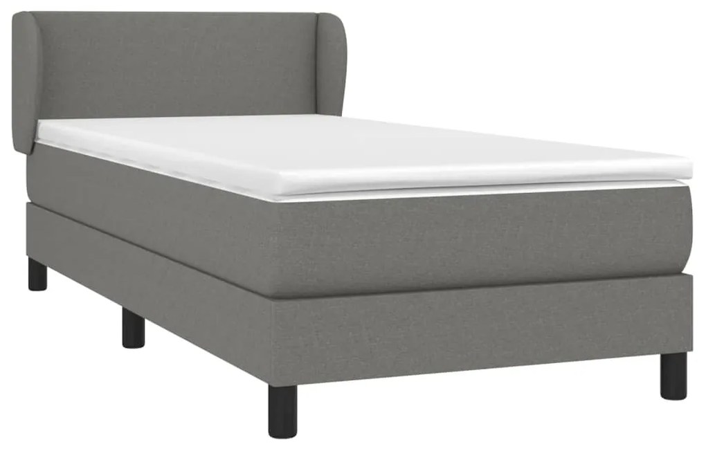 vidaXL Κρεβάτι Boxspring με Στρώμα Σκούρο Γκρι 90x200 εκ. Υφασμάτινο