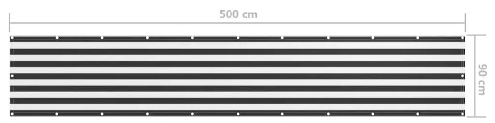 Διαχωριστικό Βεράντας Ανθρακί/Λευκό 90 x 500 εκ. Ύφασμα Oxford - Πολύχρωμο