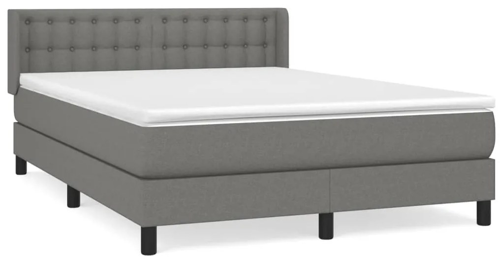 Κρεβάτι Boxspring με Στρώμα Σκούρο Γκρι 140x190 εκ. Υφασμάτινο - Γκρι