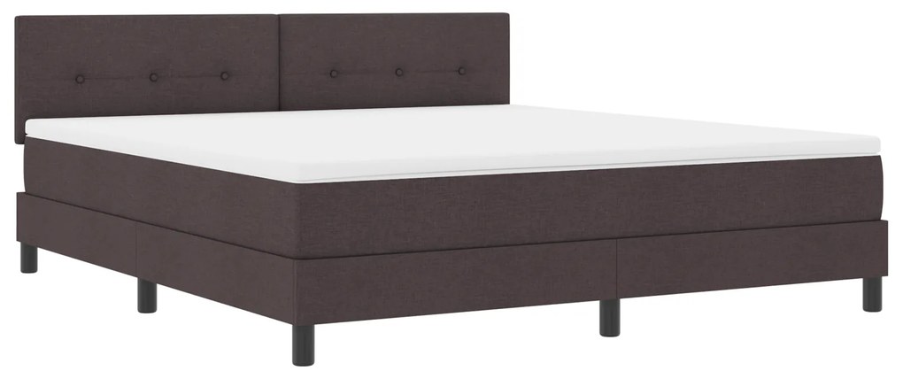vidaXL κρεβάτι Box Spring με στρώμα & LED σκούρο καφέ 180x200 εκ. ύφασμα