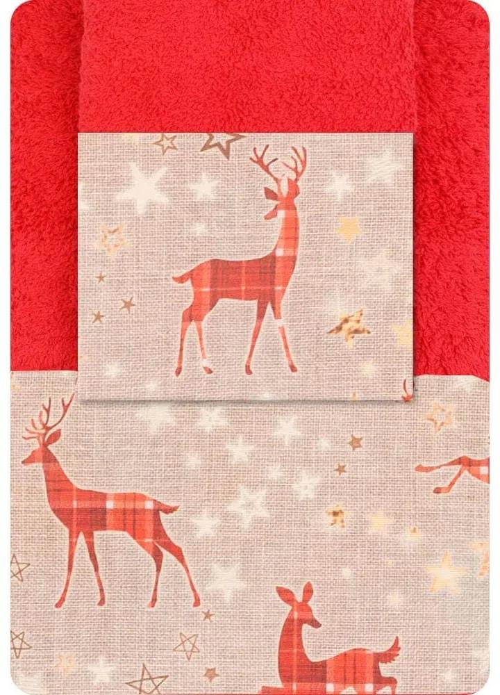 Borea Πετσέτες Χριστουγεννιάτικες Σετ 2ΤΜΧ GLORY ΚΟΚΚΙΝΟ 50 x 90 / 30 x 50 cm Κόκκινο
