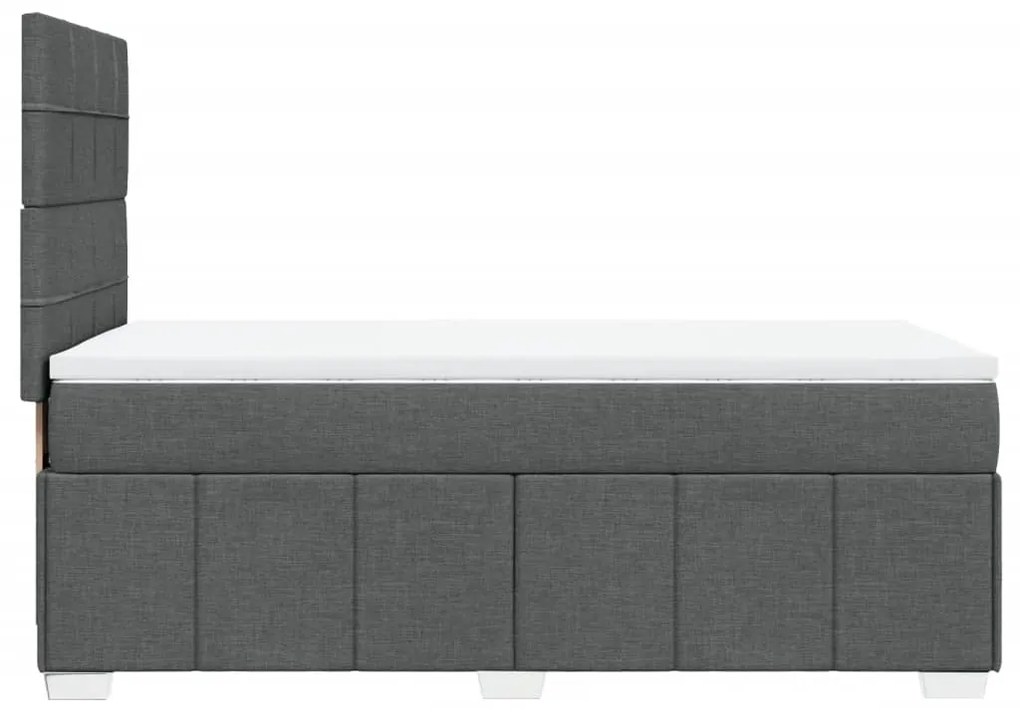 vidaXL Κρεβάτι Boxspring με Στρώμα Σκούρο Γκρι 100x200 εκ. Υφασμάτινο