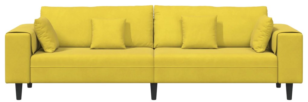 vidaXL Βελούδινος καναπές με μαξιλάρι Κίτρινο 210 cm Βελούδο