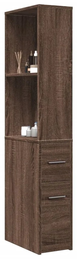 Ντουλάπι Μπάνιου Στενό με Ροδάκια Καφέ Δρυς Επεξ. Ξύλο