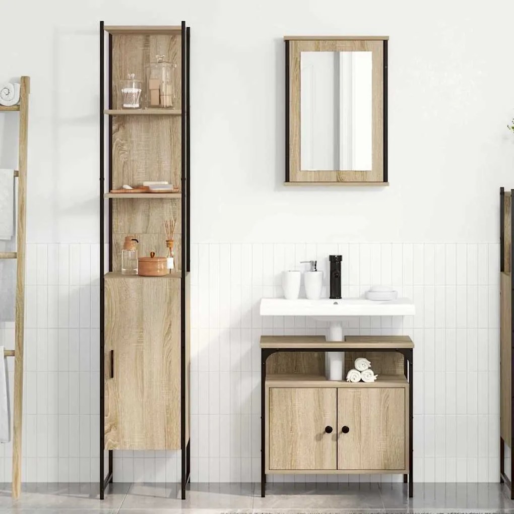 vidaXL Σετ Επίπλων Μπάνιου 3 pcs Sonoma Δρυς 33 x 33 x 185.5 εκ
