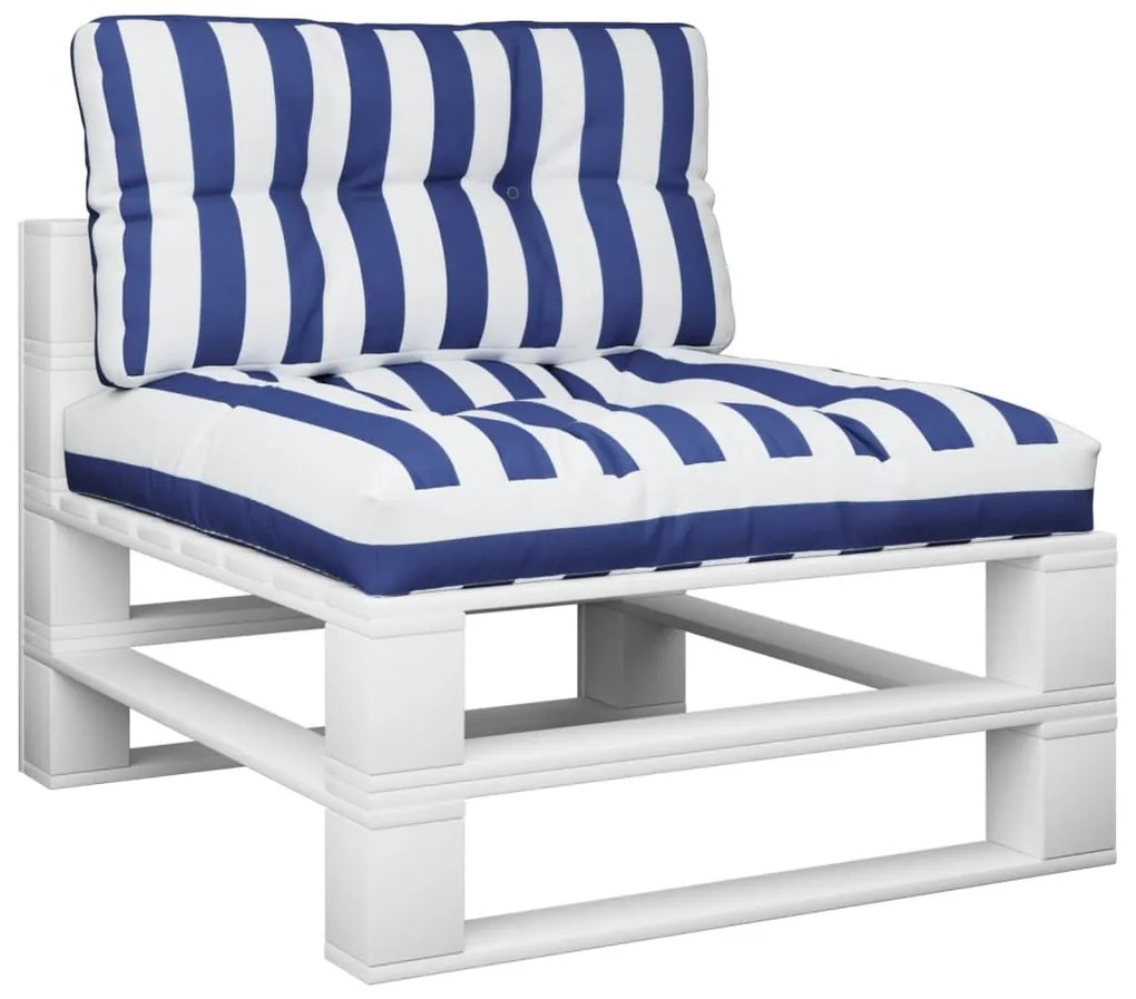 vidaXL Μαξιλάρια Παλέτας 2 τεμ. Μπλε &amp; Λευκά Ριγέ Υφασμάτινα