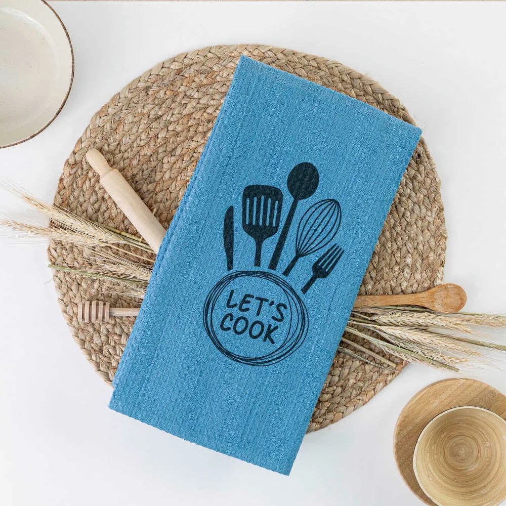Ποτηρόπανα Κουζίνας Waffle Let&#039;s Cook - 50 x 70 cm - Βεραμάν - Borea