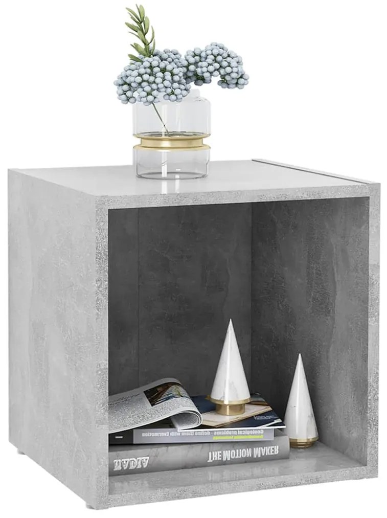 vidaXL Έπιπλα Τηλεόρασης 4 τεμ. Γκρι Σκυροδ. 37x35x37 εκ. Επεξ. Ξύλο