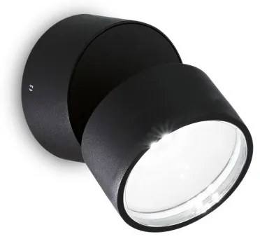 Απλίκα-Σποτ Φωτιστικό Τοίχου LED 7W Μαύρο 4000K Φ9cm Omega 285504 Ideal Lux 285504