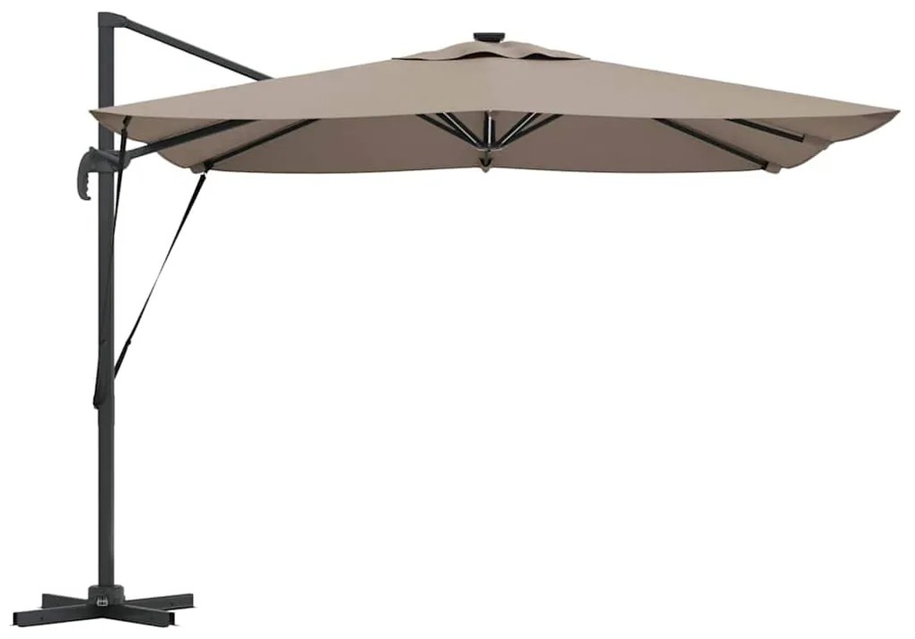 vidaXL Ομπρέλα ηλίου με φώτα λωρίδας LED Taupe 284 x 286 x 270 εκ.