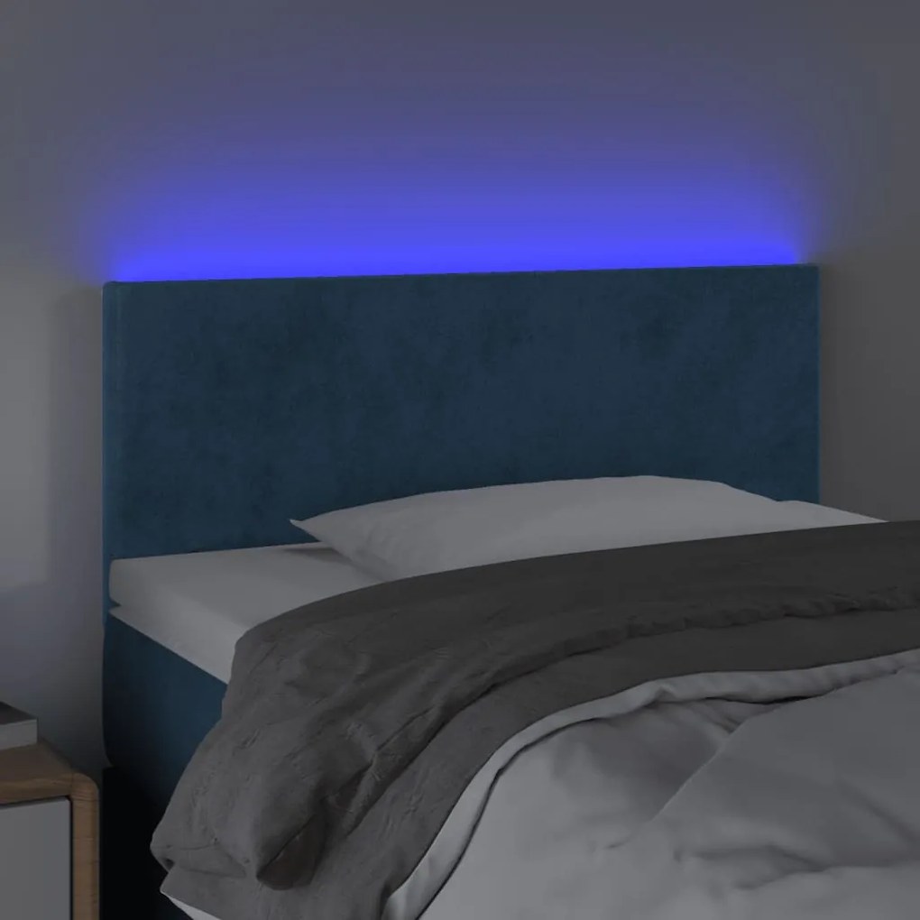 Κεφαλάρι Κρεβατιού LED Σκούρο Μπλε 90x5x78/88 εκ. Βελούδινο 3121372
