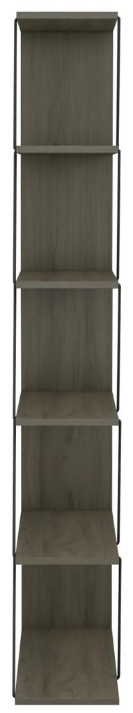 Βιβλιοθήκη Μίνι Tars Olive Grey Με Μαύρες Βέργες 65x22-24x146Υεκ.