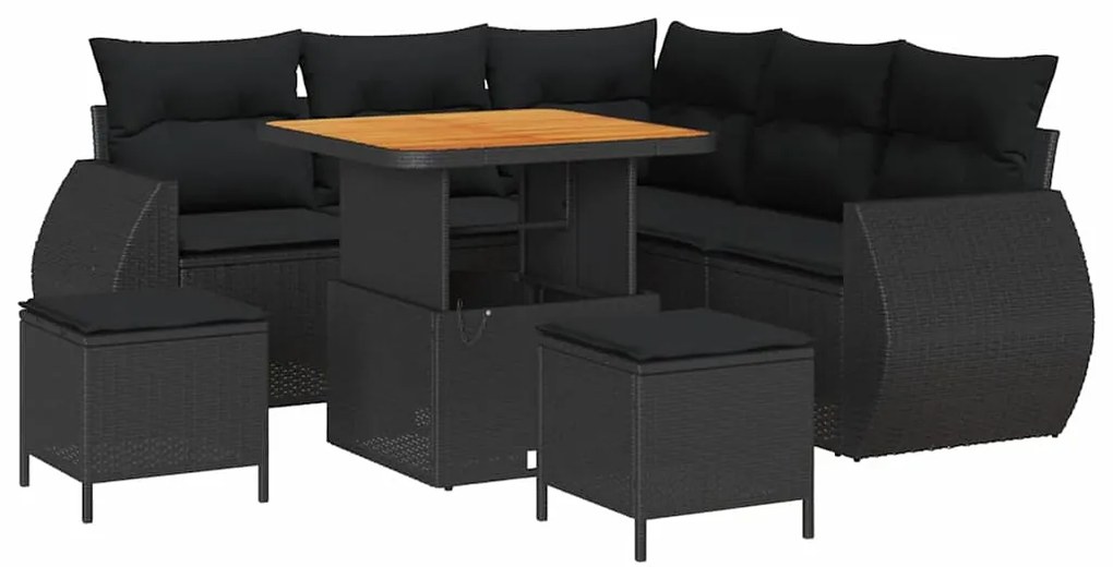 vidaXL Σετ Καναπέ Κήπου 8 pcs Μαύρο συνθετικό ρατάν