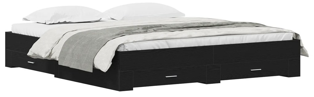 vidaXL Κρεβάτι με Συρτάρια Μαύρη Δρυς 180x200 εκ Επεξεργασμένο Ξύλο