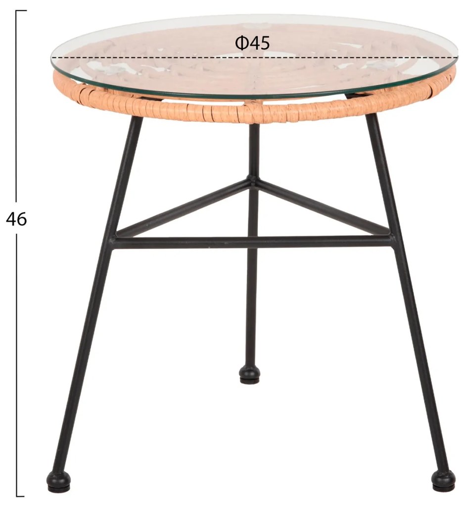 Σετ Κήπου Σαλόνι ALLEGRA 3 τεμ Μαύρο Μέταλλο με Μπέζ Συνθετικό Rattan