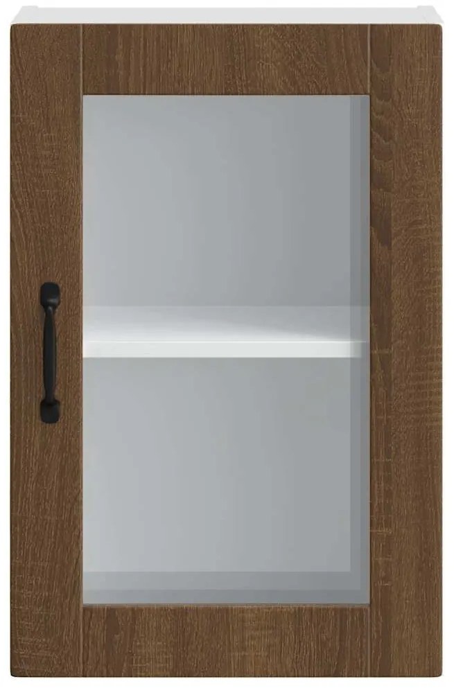 vidaXL Ντουλάπι τοίχου κουζίνας με γυάλινη πόρτα Porto Καφέ δρυς