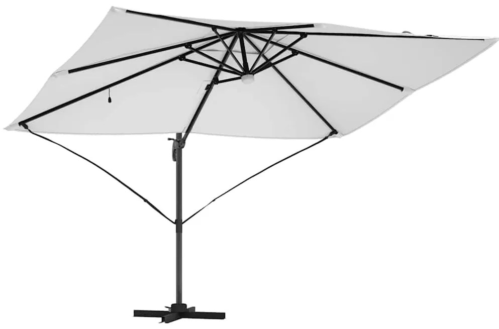 vidaXL Ομπρέλα ηλίου με φώτα λωρίδας LED Άμμος 351 x 250 x 253 εκ
