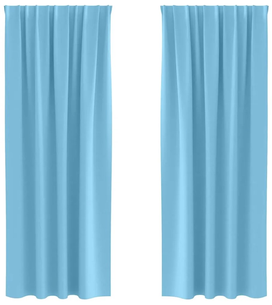 vidaXL Κουρτίνες με κουρτίνες 2 pcs Γαλάζιο 260x140εκ. Πολυεστέρας