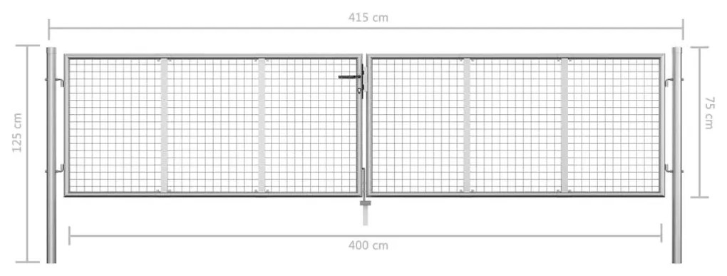 Πόρτα Περίφραξης Ασημί 415 x 125 εκ. από Γαλβανισμένο Χάλυβα - Ασήμι