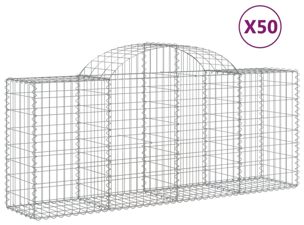 vidaXL Συρματοκιβώτια Τοξωτά 50 τεμ. 200x50x80/100 εκ. Γαλβαν. Ατσάλι