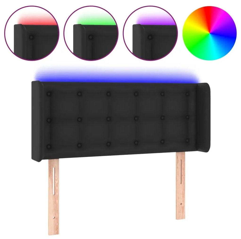 Κεφαλάρι Κρεβατιού LED Μαύρο 83x16x78/88 εκ. Συνθετ. Δέρμα - Μαύρο