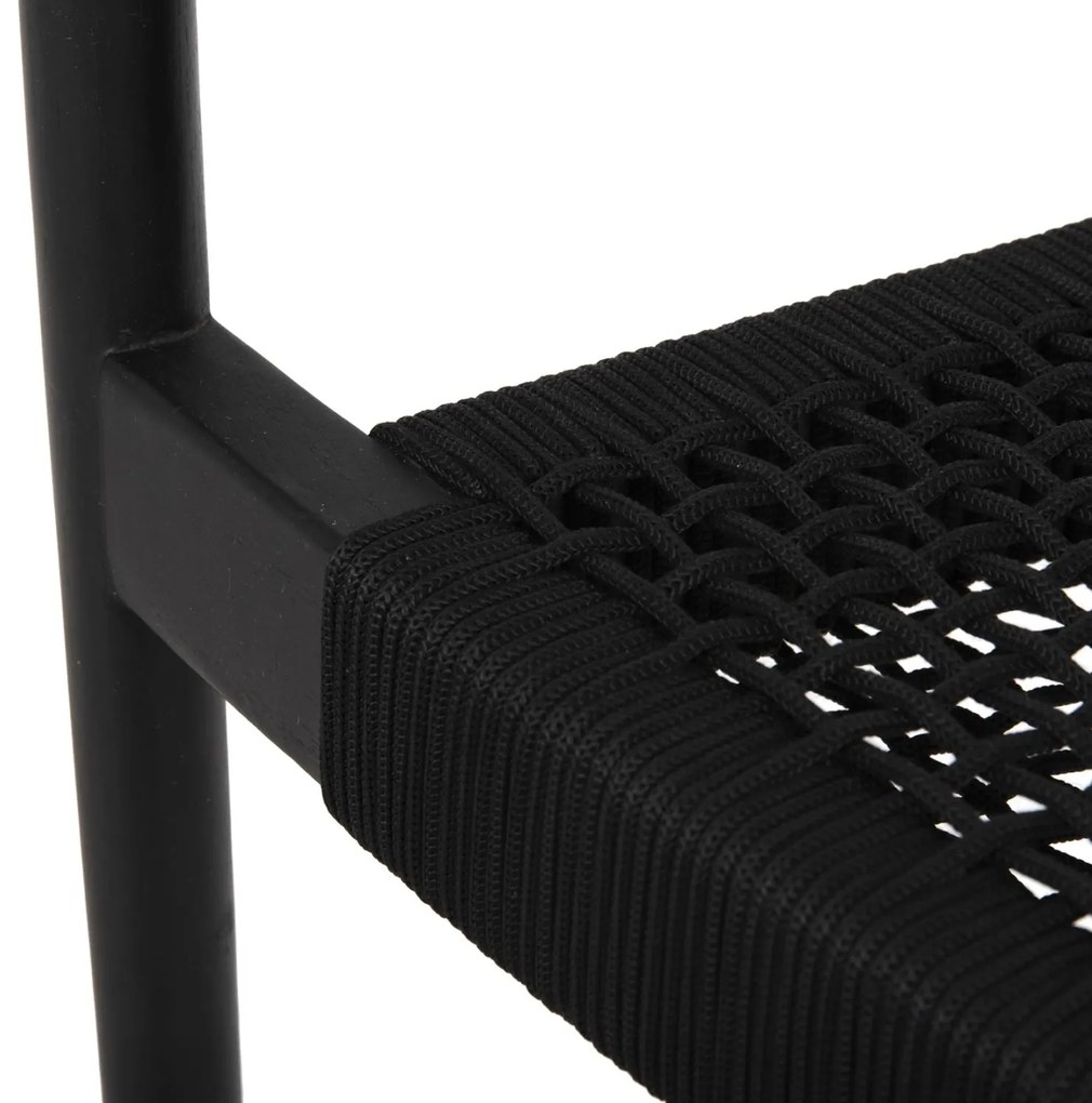 Πολυθρόνα OSLO Μαύρο Ξύλο Teak και Μαύρο Σχοινί 55x54x80Yεκ. 55x54x80 εκ.