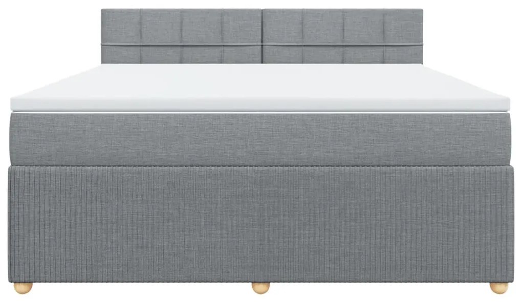 Κρεβάτι Boxspring με Στρώμα Ανοιχτό Γκρι 180x200 εκ. Υφασμάτινο - Γκρι