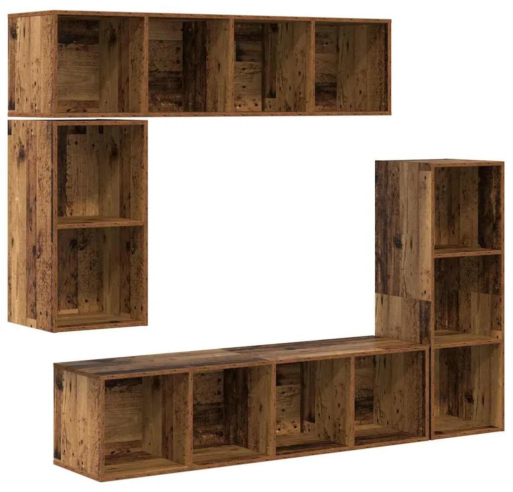 vidaXL Σετ επίπλου τηλεόρασης 4 pcs Παλαιό ξύλο 37 x 37 x 142.5 εκ