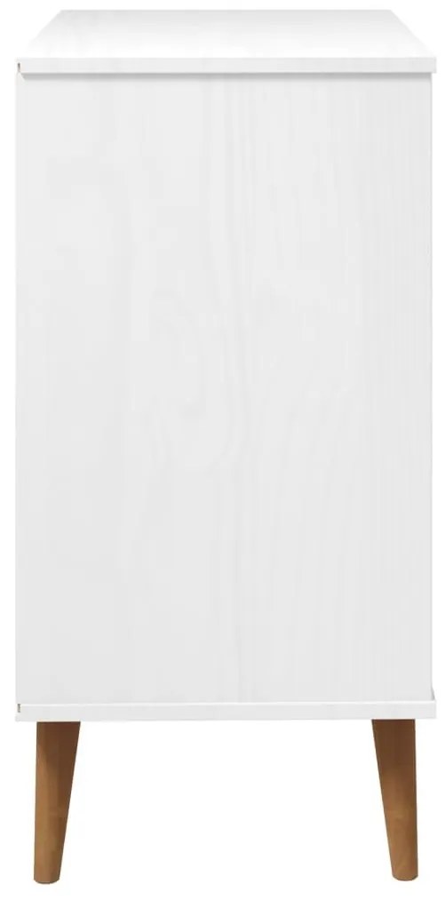 Συρταριέρα MOLDE Λευκή 80x40x80 εκ. από Μασίφ Ξύλο Πεύκου - Λευκό