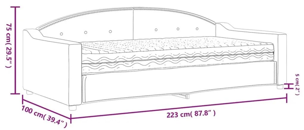 Καναπές Κρεβάτι με Στρώμα Σκούρο Γκρι 90 x 200 εκ. Υφασμάτινο - Γκρι