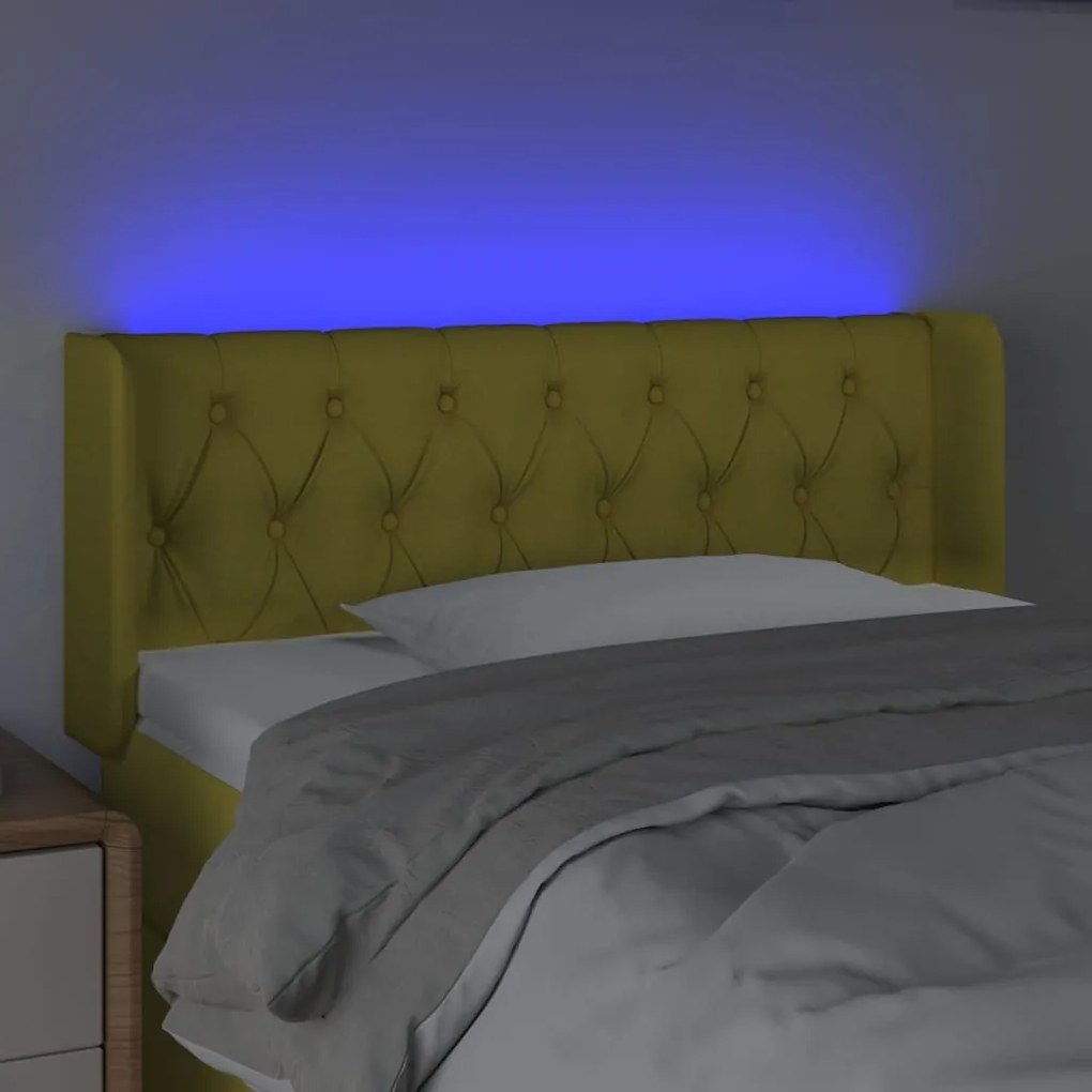 Κεφαλάρι Κρεβατιού LED Πράσινο 93x16x78/88 εκ. Υφασμάτινο - Πράσινο