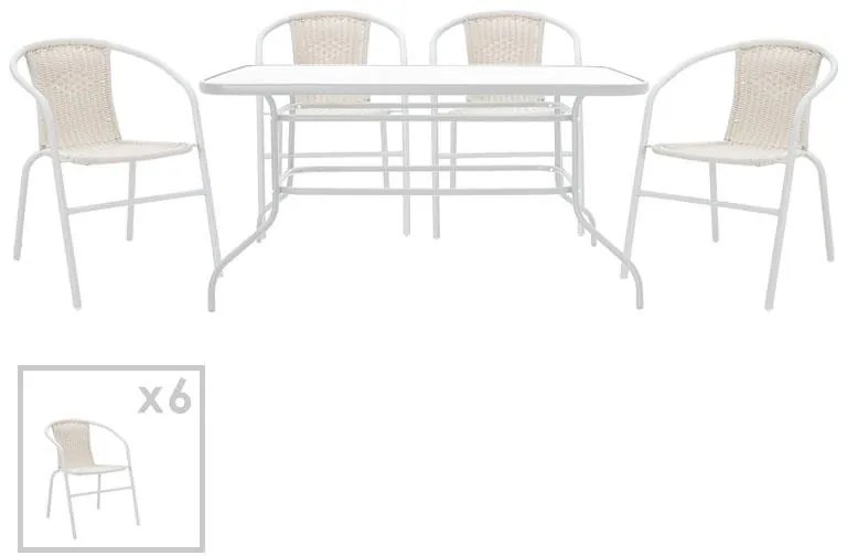 Τραπεζαρία Valor-Obbi σετ 7τεμ μέταλλο-pe λευκό